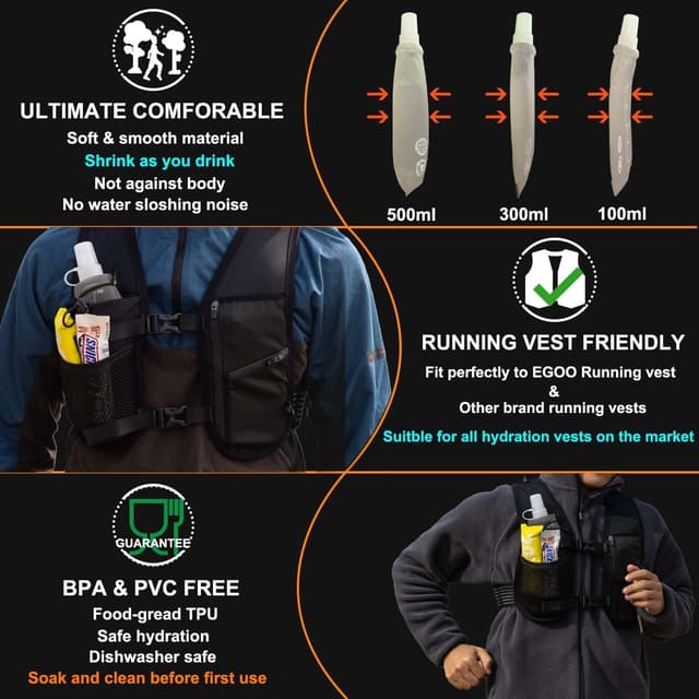 Thumbnail 2 de EGOO 2x Soft Sports Water Bottle 500ml