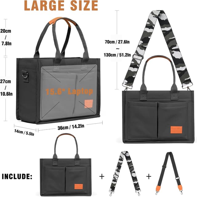 Detalle de Captain Blues canvas tote bag for women with multi-pocket compartments (36 × 14 × 27cm)