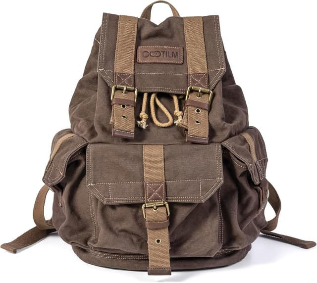 Detalle 2 de Gootium Canvas Backpack – Vintage Outdoor Rucksack Travel Day Pack (30L)