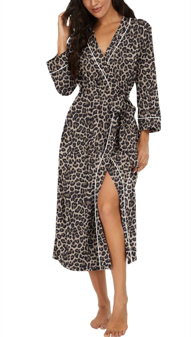 Thumbnail 6 de PrinStory Damen Bademantel leichter Kimono mit 3/4-Ärmeln