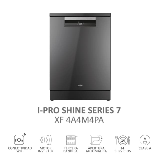 Detalle 1 de Haier XF 4A4M4PA lavavajillas reacondicionado 14 servicios 60 cm con WiFi I-PRO SHINE y control hOn