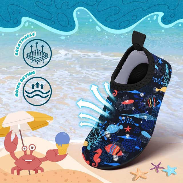 Detalle de Kids Water Shoes for Toddlers & Children – Quick Dry Non-Slip Aqua Socks (92% Polyester / 8% Spandex)