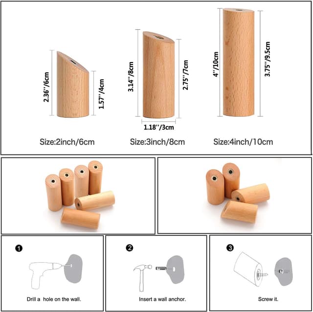 Thumbnail 6 de HomeDo Wall Hooks Perchero madera 6 piezas