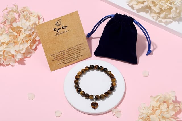 Detalle de XIANNVXI Herz-Armband für Damen mit Stein- und Kristallperlen (8 mm) – elastisches Perlenarmband als Schmuckgeschenk