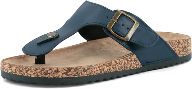 Detalle de JOMIX infradito uomo con fibbia regolabile, suola in sughero e design a punta (MCI250209)