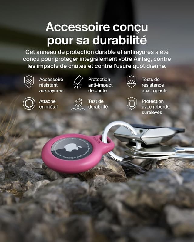 Thumbnail 4 de Belkin Étui AirTag Rose Attache Métal