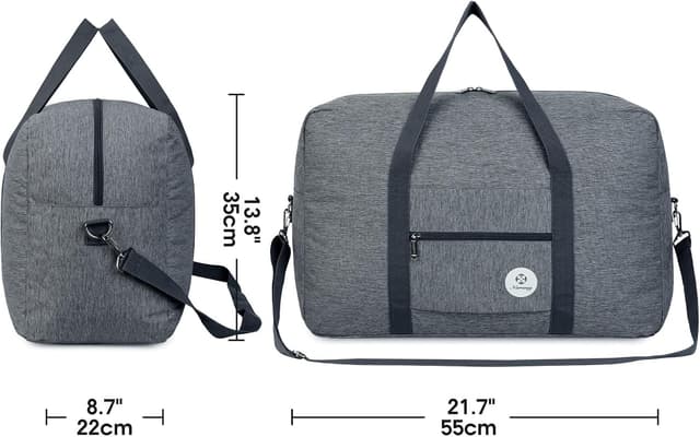 Detalle de for Airlines Large Cabin Bag 56x45x25 Foldable Travel Duffel Bag Holdall Tote (40L) – Thick Series Grey