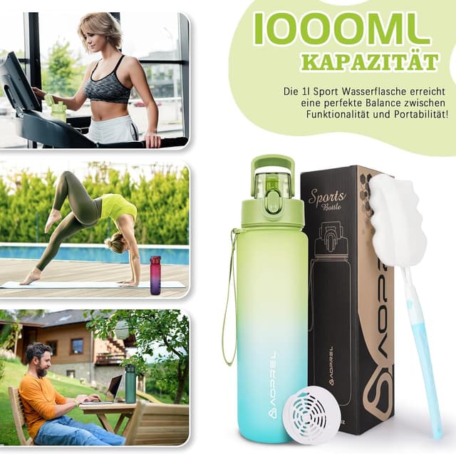 Thumbnail 6 de AOPREL Sport-Trinkflasche 1 l aus Tritan (BPA-frei) mit Filter und Bürste