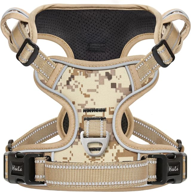 Detalle de HEELE Dog Harness No Pull Adjustable Padded Reflective Harness with Handle (Camouflage, Camo Tan) – Size M
