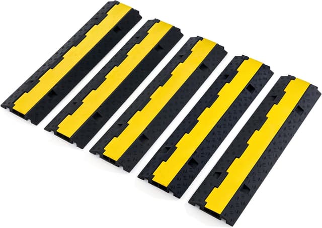 Detalle de CREWORKS Boden-Kabelbrücke (2-Kanal) im 5er-Set – 100 x 24,5 x 5 cm, Überfahrschutz für Kabel