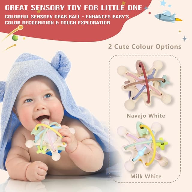 Detalle de sygreatweek Sensory Teething Toys – Soft Silicone Grabbing Ball for Baby Chewing (Dark)