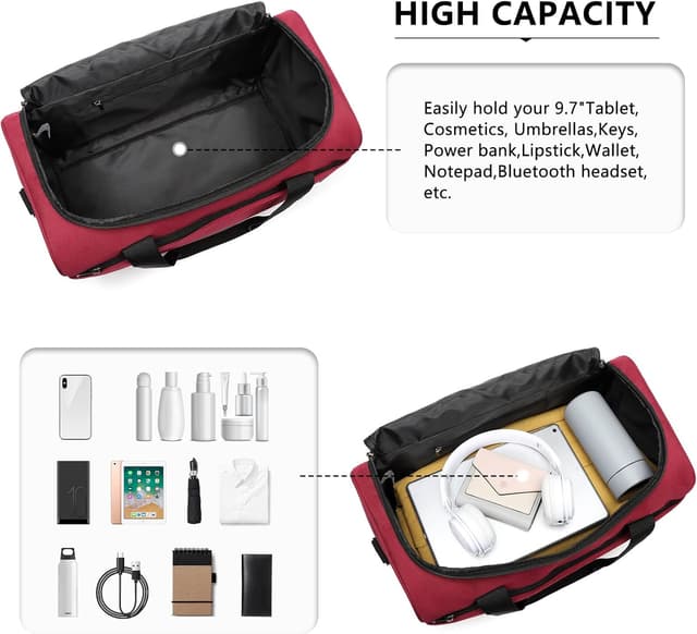 Detalle de Kono Ryanair Under The Seat Holdall 40x20x25cm, 20L Cabin Hand Luggage Bag (Burgundy)