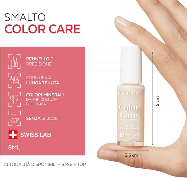 Detalle 1 de PODERM Smalto Micosi Unghie Swiss Made con Tea Tree, Silicio e Biotina – colore lattiginoso, 8 ml