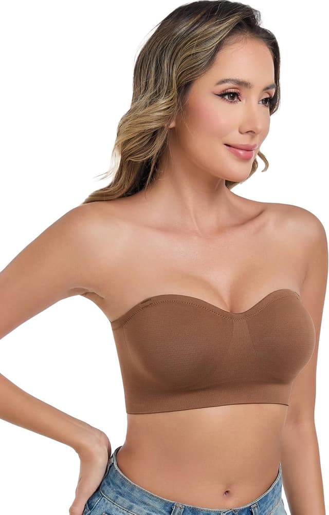 Detalle de ANGOOL Strapless Wirefree Non-Slip Tube Top Bra (Padded Bandeau, Seamless)