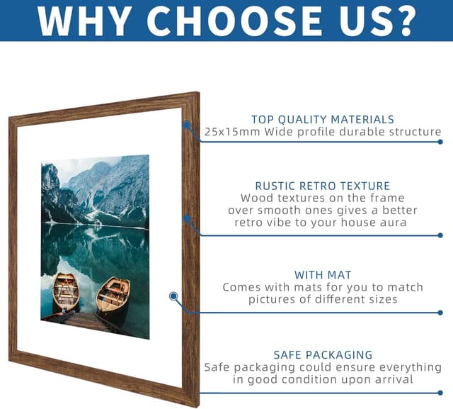 Thumbnail 4 de Hongkee 16x20 Rustic Brown Wood Frame Set