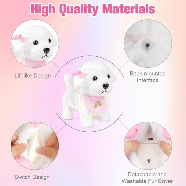 Detalle 2 de Vicloon cane elettronico giocattolo interattivo con guinzaglio e accessori per bambini 3-7 anni