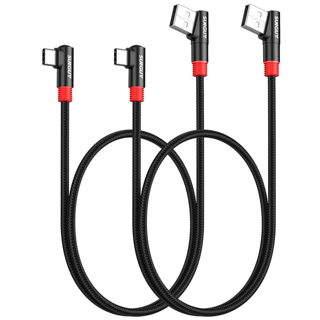 Detalle de SUNGUY USB‑C Kabel kurz 90 Grad (0,5 m, 2er‑Set) – 3A, USB 2.0 Datenübertragung