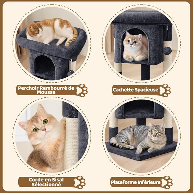 Thumbnail 4 de Yaheetech arbre à chat 59 cm noir