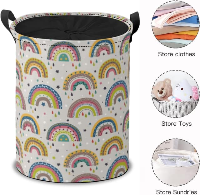 Detalle de Drawstring Laundry Basket Rainbow Pattern 40L