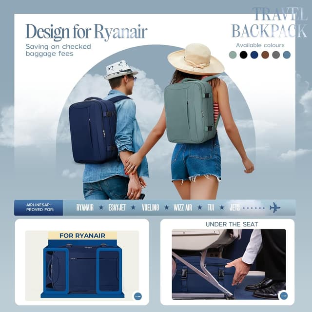 Detalle 2 de Xkdoai Ryanair Cabin Bag 40x30x20 Travel Backpack