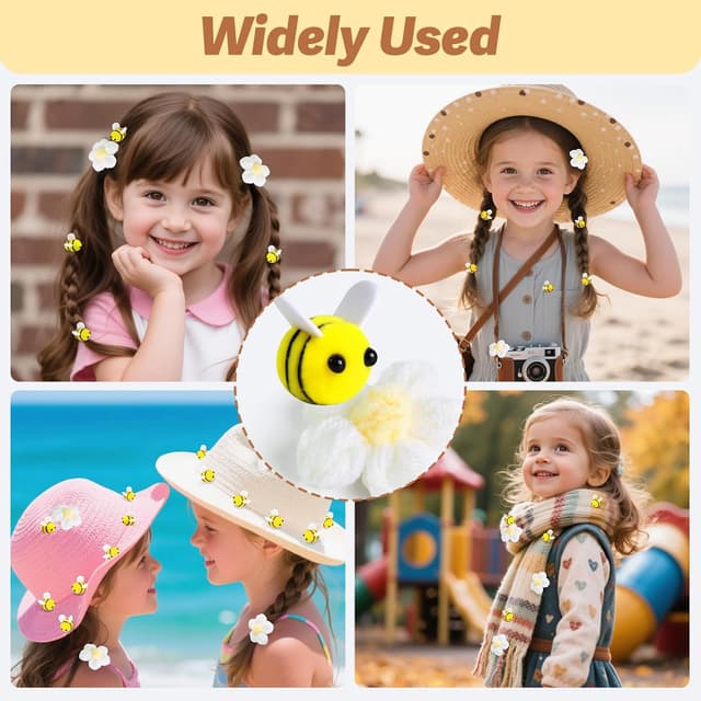 Thumbnail 6 de YunJoyous Filz-Bienen Deko-Set (50 Stück) mit Häkelblumen – für DIY Girlanden, Haarclips & Partydeko