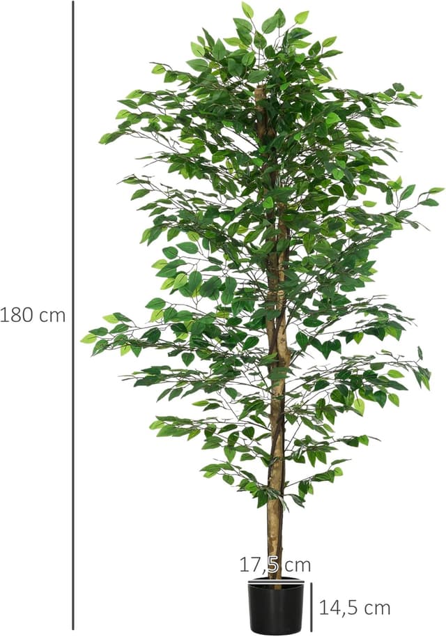 Thumbnail 6 de HOMCOM Lot de 2 ficus artificiels d’intérieur (hauteur 1,80 m) avec pots