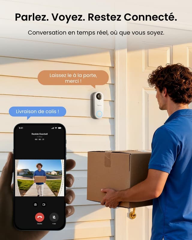 Detalle 2 de Reolink Sonnette vidéo 5MP PoE avec Chime, détection colis/personne et audio bidirectionnel