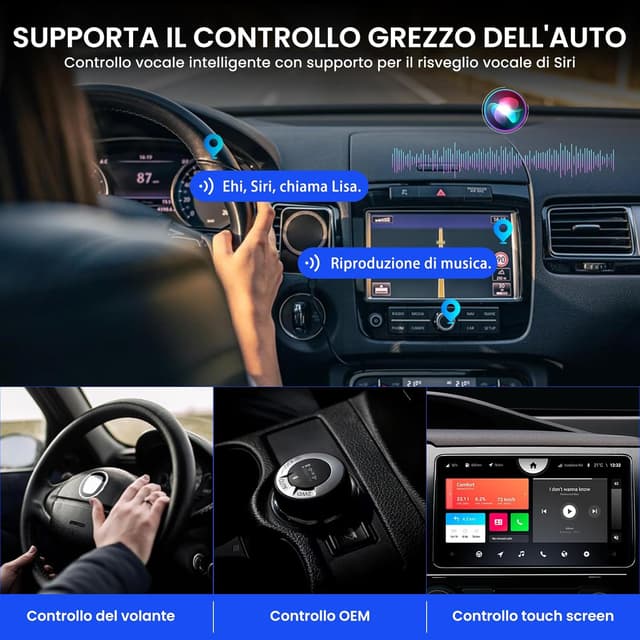 Detalle de CUGEFRE Adattatore CarPlay senza fili: converti CarPlay cablato in wireless, Plug & Play per iPhone (iOS 12+)