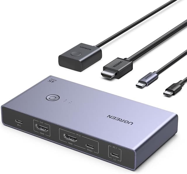 Detalle de UGREEN KVM Switch HDMI USB-C 4K 60Hz 2 Entradas 🖥