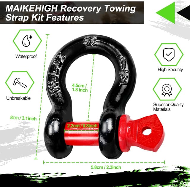 Thumbnail 3 de MAIKEHIGH Abschleppseil 5M x 5cm, 10 Tonnen Tow Rope Kit