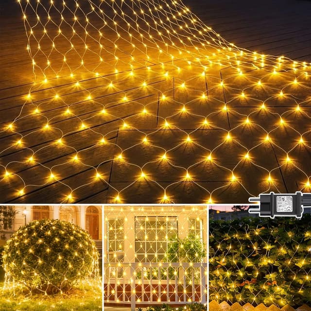 Detalle de yowin 2 pezzi rete luminosa da esterno 3m x 2m con 200 LED, IP65, 8 modalità e timer (con spina)