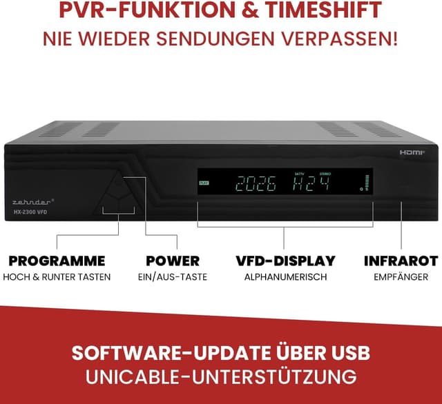 Thumbnail 4 de Zehnder HX 2300 VFD Sat Receiver Full HD