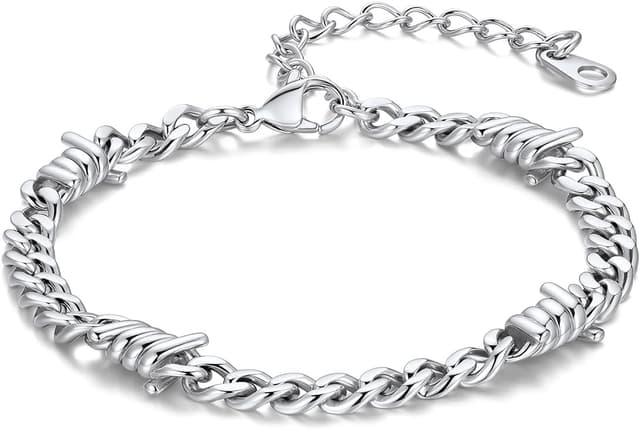 Detalle de Bandmax Herren-Armband aus 316L Edelstahl mit Panzerkette und Dornen-Optik (5 mm)