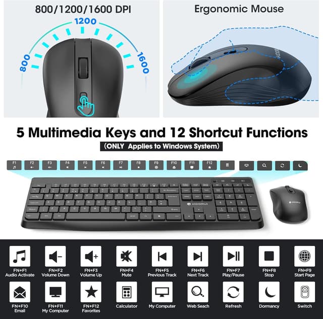 Thumbnail 1 de KOORUI Wireless Keyboard and Mouse Combo 10m