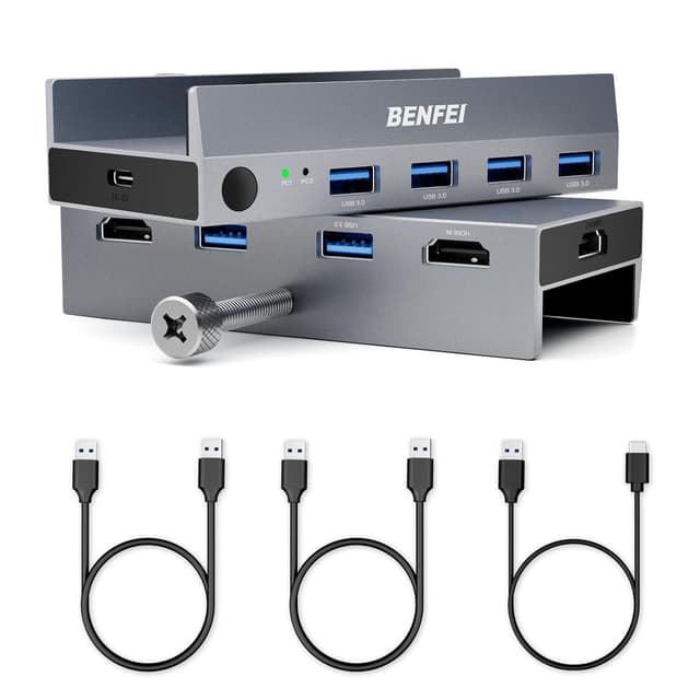 Detalle de BENFEI HDMI 2.1 KVM Switch für 2 PCs (8K@60Hz) mit USB 3.0, 4 USB-Ports und Monitor-/Tastatur-Maus-Sharing