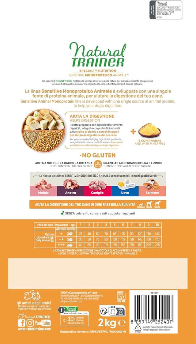 Detalle de Trainer Natural Trainer Sensitive senza glutine con agnello per cani adulti – 2 kg