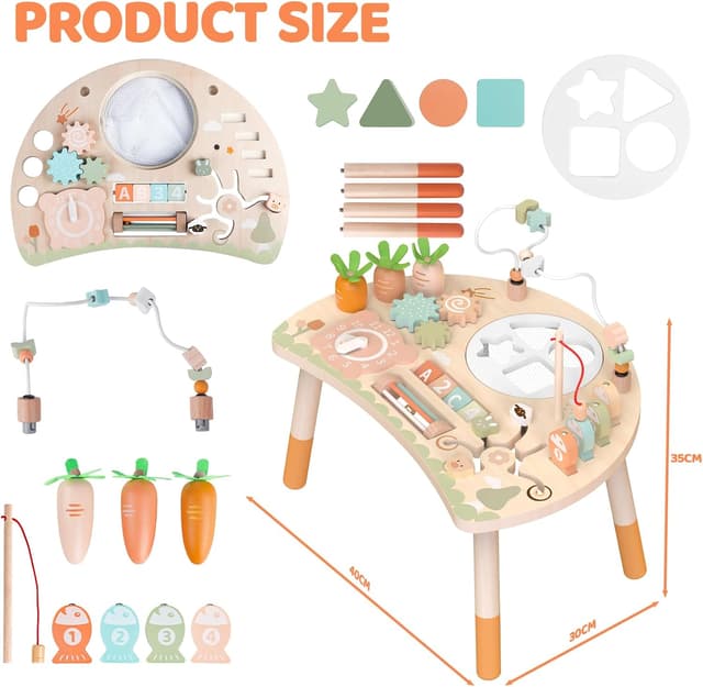 Detalle de Holz-Aktivitätstisch für Kinder (9-in-1) – Montessori Spieltisch ab 1 Jahr