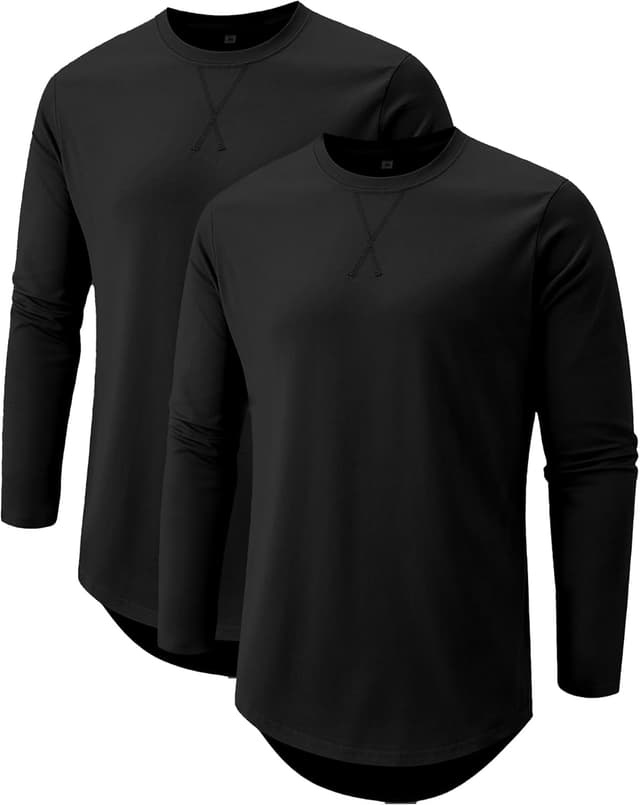 Detalle de Comdecevis Mens 2-Pack Cotton Crewneck Longline T-Shirts (Hipster/Hip Hop Style)