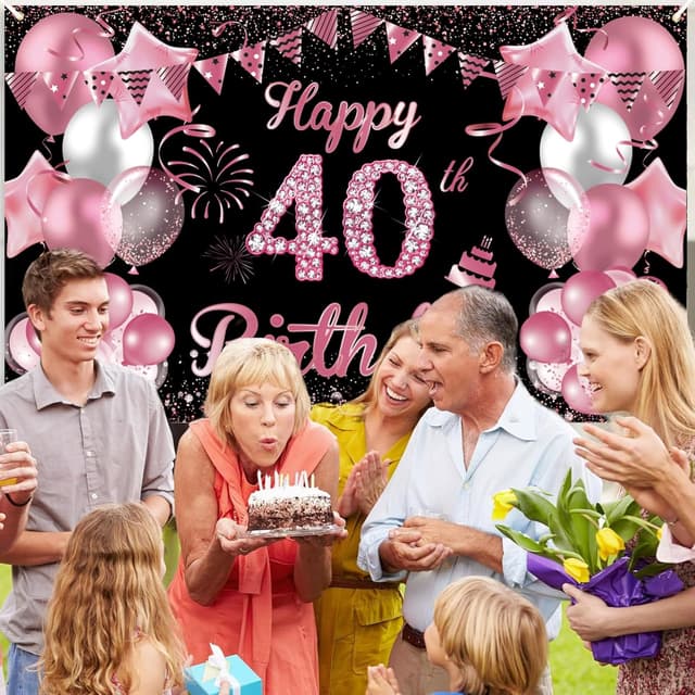 Detalle 1 de Waylipun Happy 40th Birthday Banner 110×180 cm 🎉