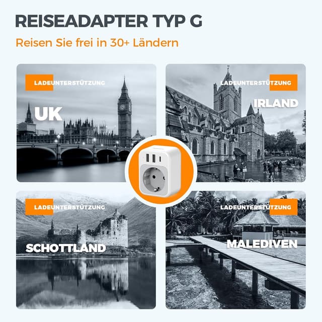 Thumbnail 2 de TESSAN Adapter England Deutsch Reisestecker Typ G
