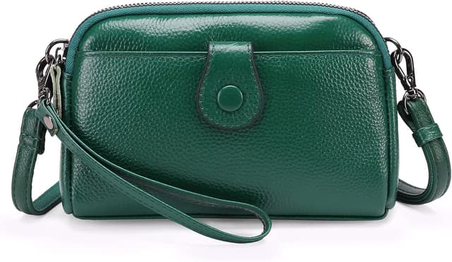 Detalle de GAEKEAO small genuine leather crossbody bag with wristlet strap