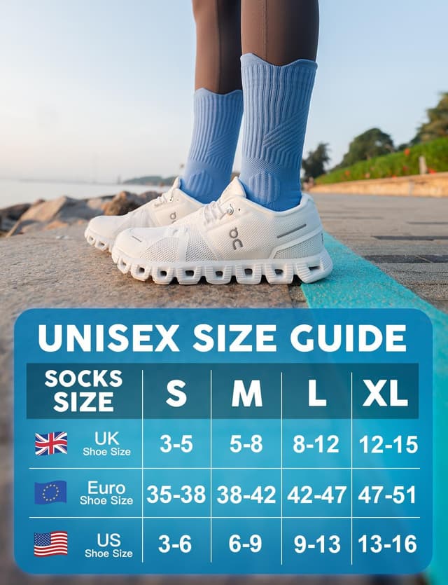 Detalle de Juclise Women’s Coolmax Bamboo Compression Running Crew Socks (3 Pairs) – anti-blister cushioned support