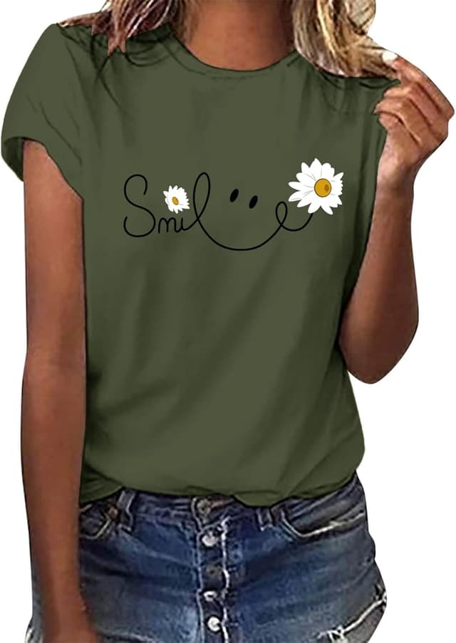 Detalle de T-shirt femme blanc Heekpek en coton doux, col rond et manches courtes