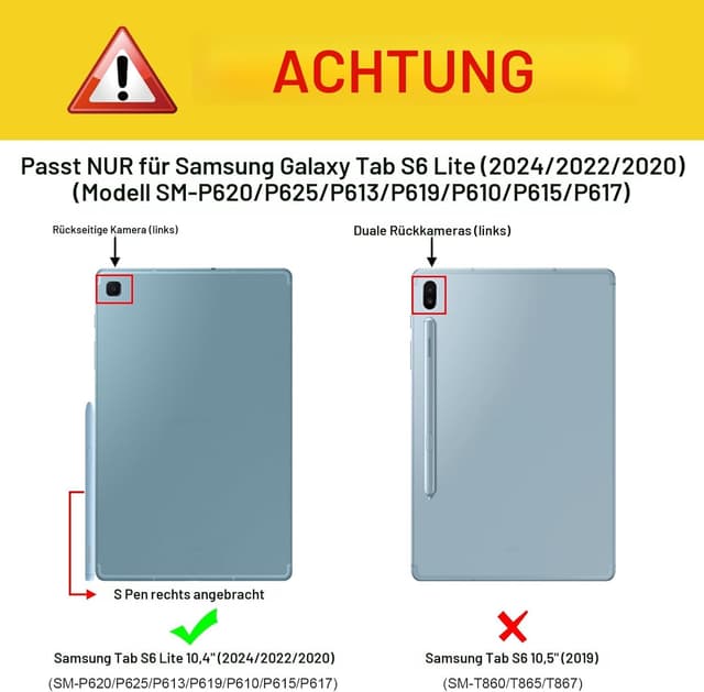 Detalle 2 de Fintie Schutzhülle für Samsung Galaxy Tab S6 Lite 10,4 Zoll (2024/2022/2020) mit S-Pen-Halter und Dokumentenfach – Soft TPU, Dunkelgrau