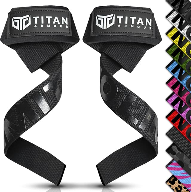 Detalle de Titan Armour Weight Lifting Straps – Extra-Long Neoprene Padded Heavy-Duty Gym Straps for Deadlifts