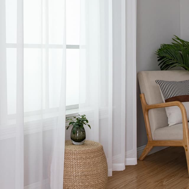 Detalle 2 de Simplebrand White Sheer Curtains 84" 🪟