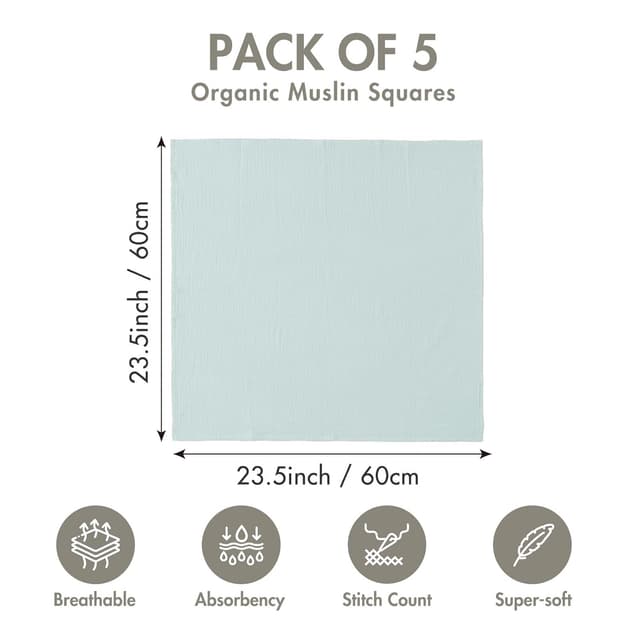 Detalle 2 de Soarwg Kids Musselintücher 60 x 60 cm 5er-Pack
