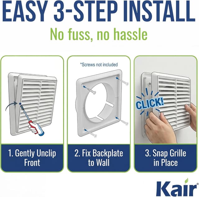 Detalle 2 de Kair 100mm louvred wall vent grille