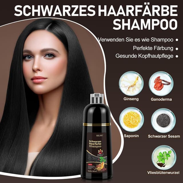 Thumbnail 3 de 500ML Haarfarbe Schwarz 3in1 Haarfärbeshampoo
