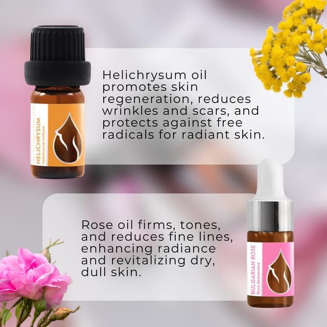 Detalle de Set di oli essenziali biologici “Lusso” Elicriso (5 ml) + Rosa (3 ml) 100% puro e non diluito